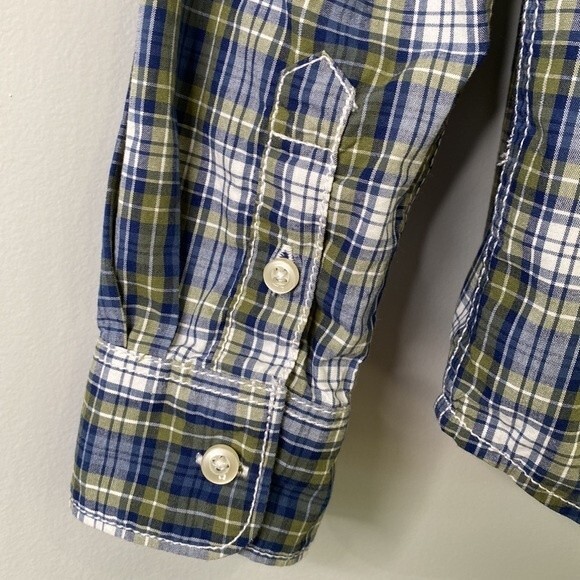 Carter's Plaid Button Down Shirt Long Sleeves Cotton Boy's Size 4T Blue Green - Picture 6 of 12
